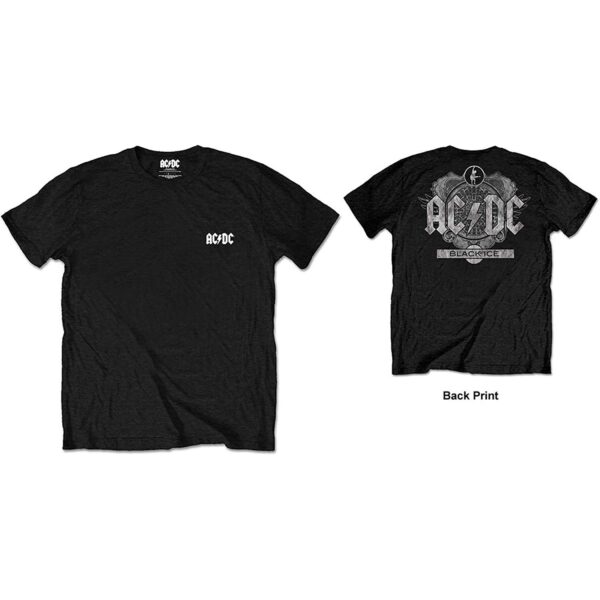 T-shirt Ac/Dc: Black Ice Black (Back Print/Retail Pack) (Unisex Tg. S)