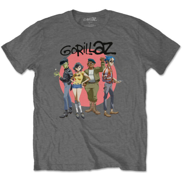 T-shirt Gorillaz: Group Circle Rise (Unisex Tg. Large)