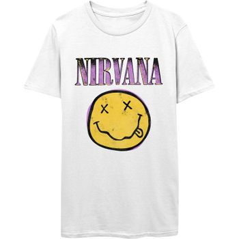 T-shirt Nirvana : Xerox Smiley Pink (Unisex Tg. Small)