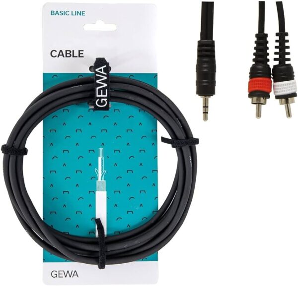 GEWA Basic Line 190160 Y-Cable 1.5 m Black 1x 3.5 mm Stereo Jack to 2x RCA