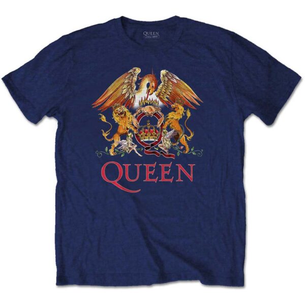 T-shirt Queen: Classic Crest Blue (Unisex Tg. Large)
